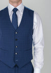 Remus Uomo Mini Tartan Print Navy Blue Waistcoat, Tapered Fit