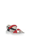 Rieker Womens Velcro Strap Comfort Sandals, Red Multi