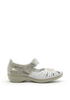 Rieker Womens Velcro Strap Comfort Shoe, White Multi