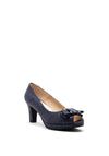 Pomares Buckle Bow Shimmer Peep Toe Shoe, Navy
