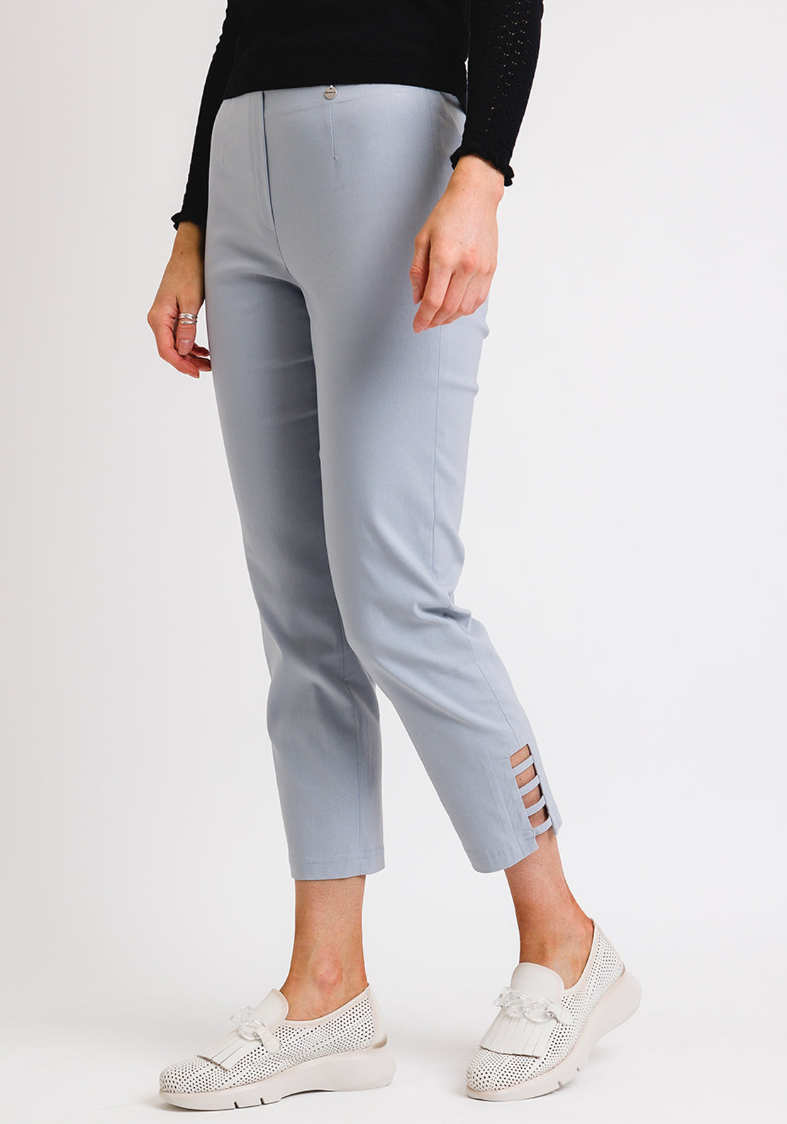 Robell Lena 09 Cut Out Detail Trousers Peacock Blue 52550-5499-760
