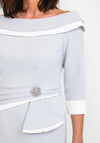 Veni Infantino Draped Ruffle Waist Midi Dress, Silver