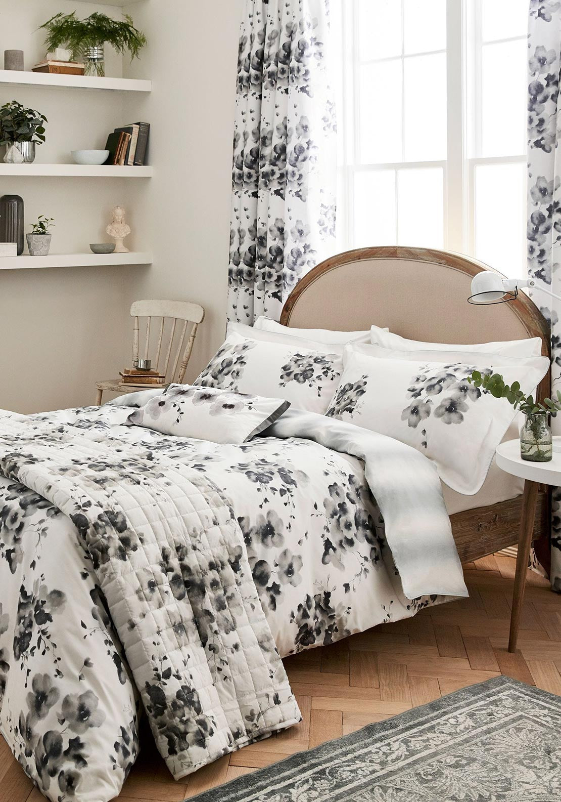 Sanderson Mandarin Flower Duvet Cover Set, Grey McElhinneys