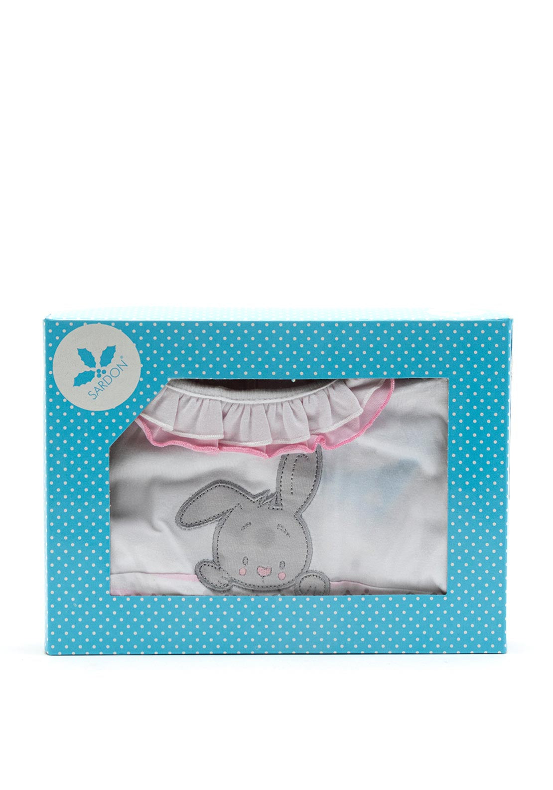 Sardon Baby Girls Bunny Bodysuit, White Pink