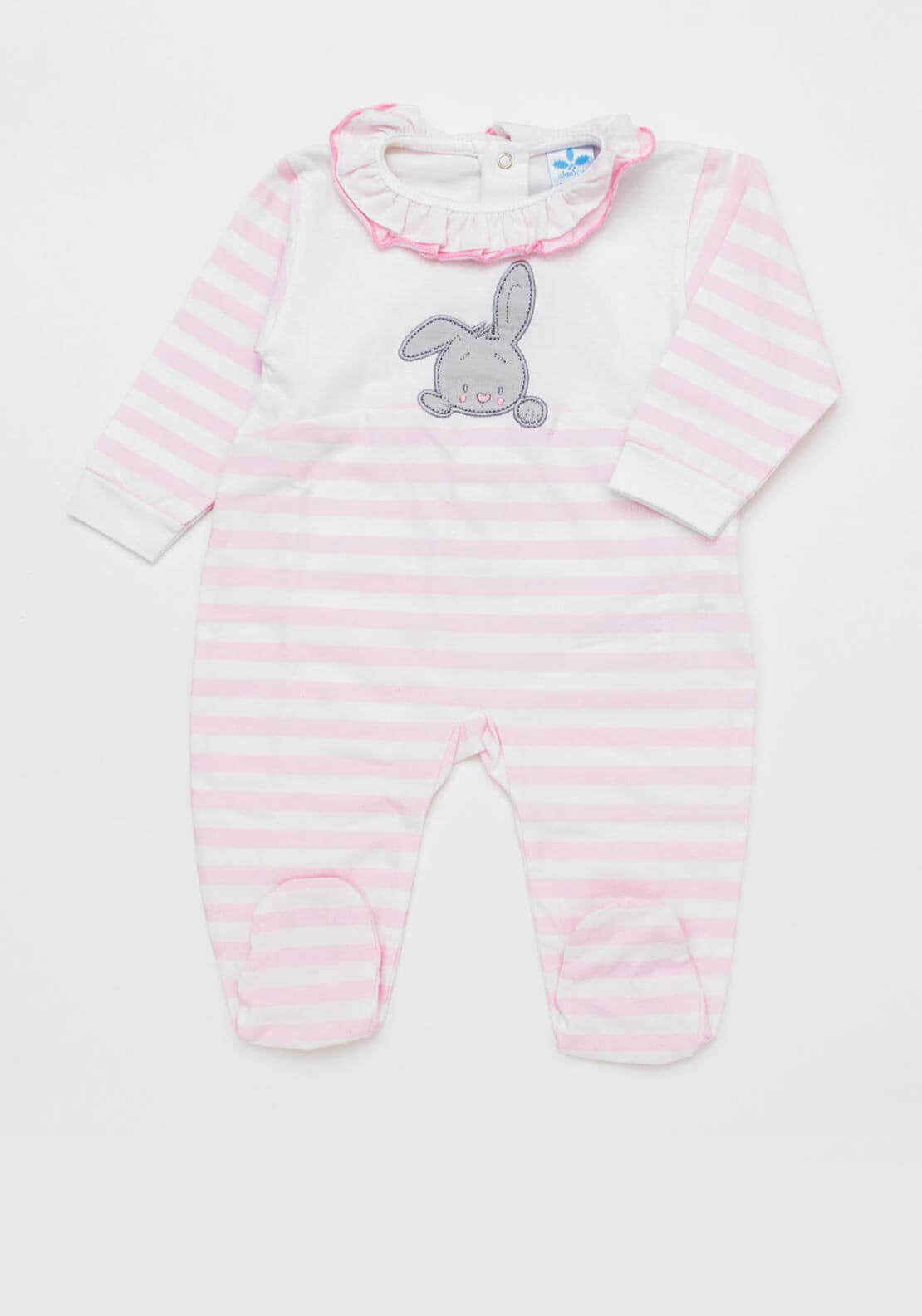 Sardon Baby Girls Bunny Bodysuit, White Pink
