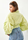 Setre Ruched Cotton Shirt, Lime Green