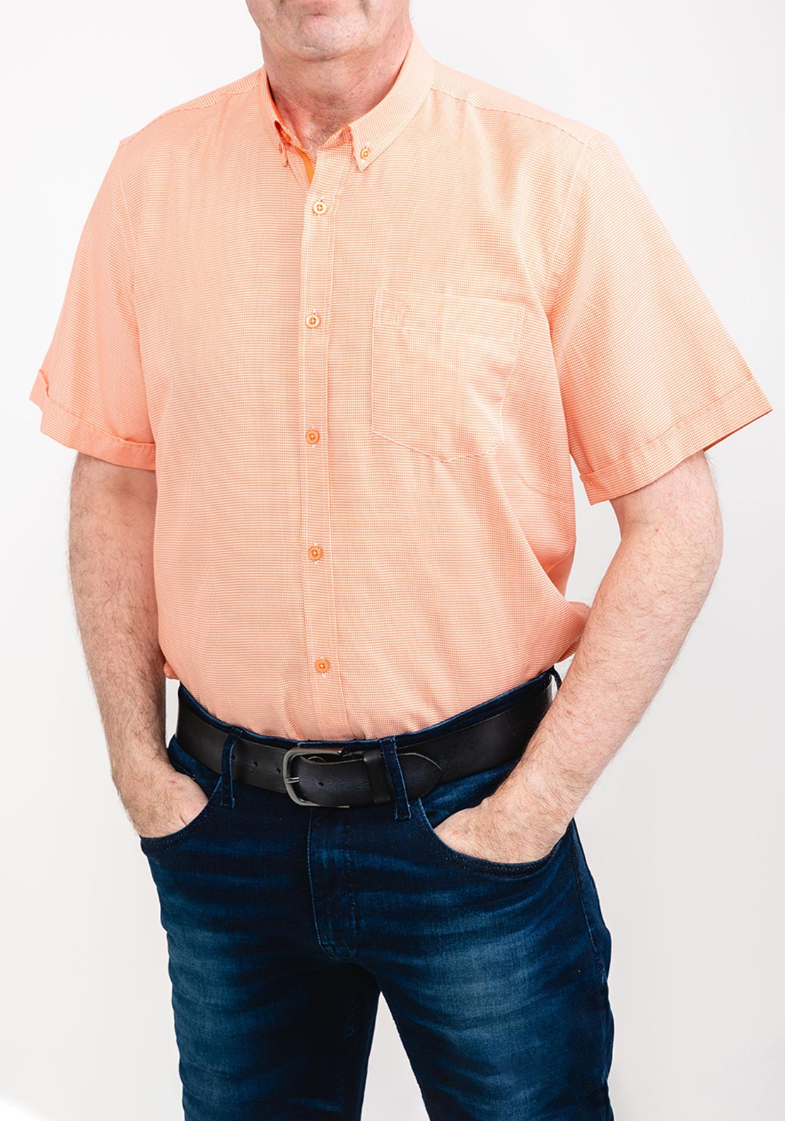 6th Sense Houndstooth Shirt, Orange & White