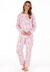 Slenderella Floral Scallop Neck Pyjama Set, Pink