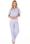 Slenderella Gingham Print Short Sleeve Pyjama Set, Blue