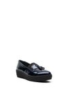 Softmode Patent Leather Tassel Loafer Style Shoes, Navy