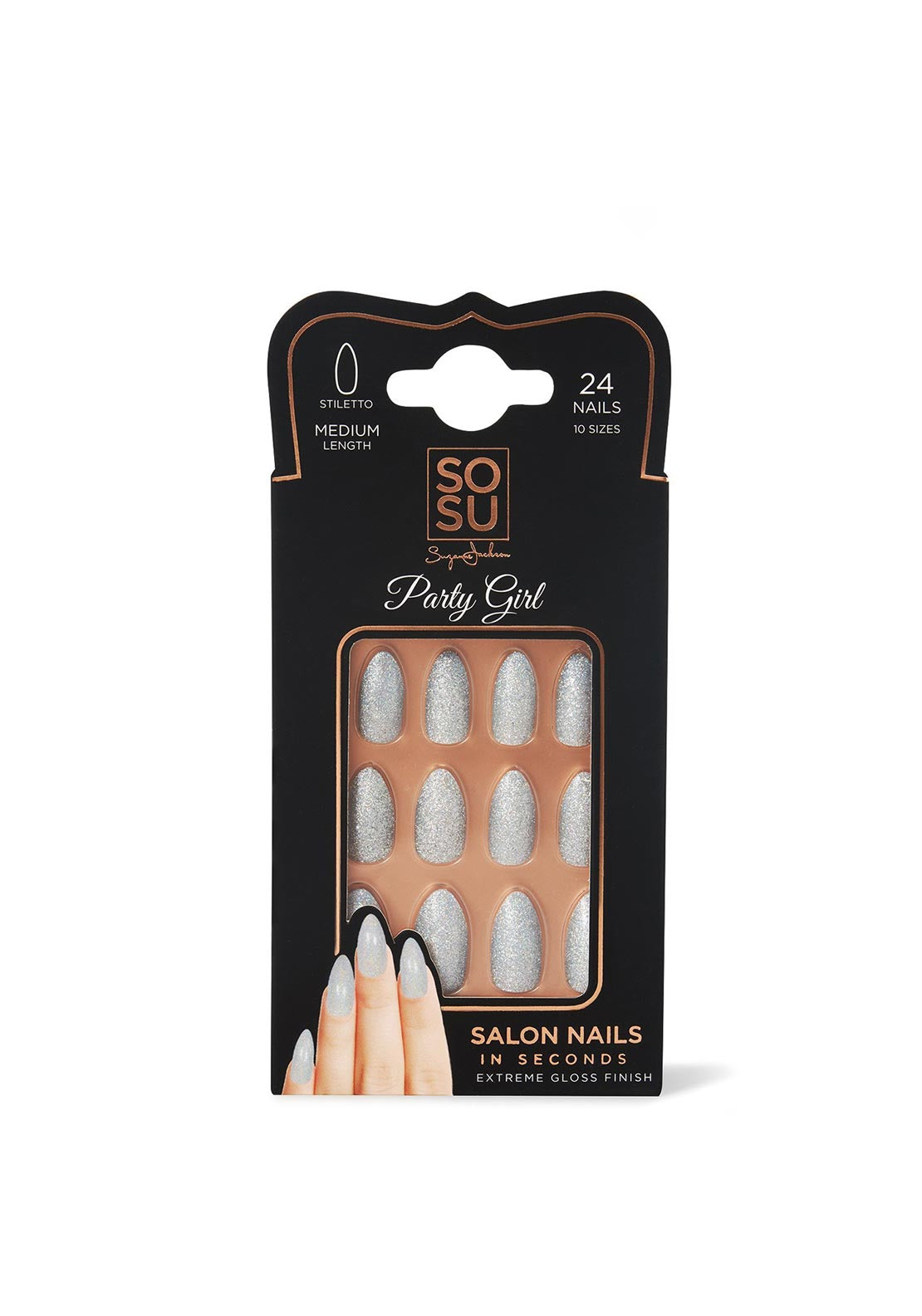 SoSu Salon Nails Medium Length, Party Girl