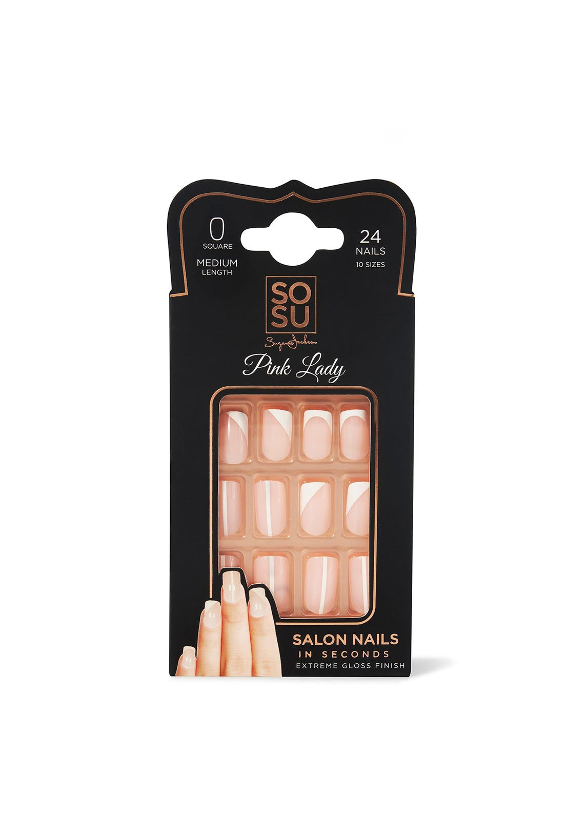 SoSu Salon Nails Medium Length, Pink Lady