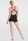 Speedo Hyperboom Splice Leg Swimsuit, Black and Pink