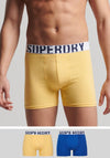 Superdry Dual Logo 2 Pack Boxers, Mazarine & Nautical Yellow