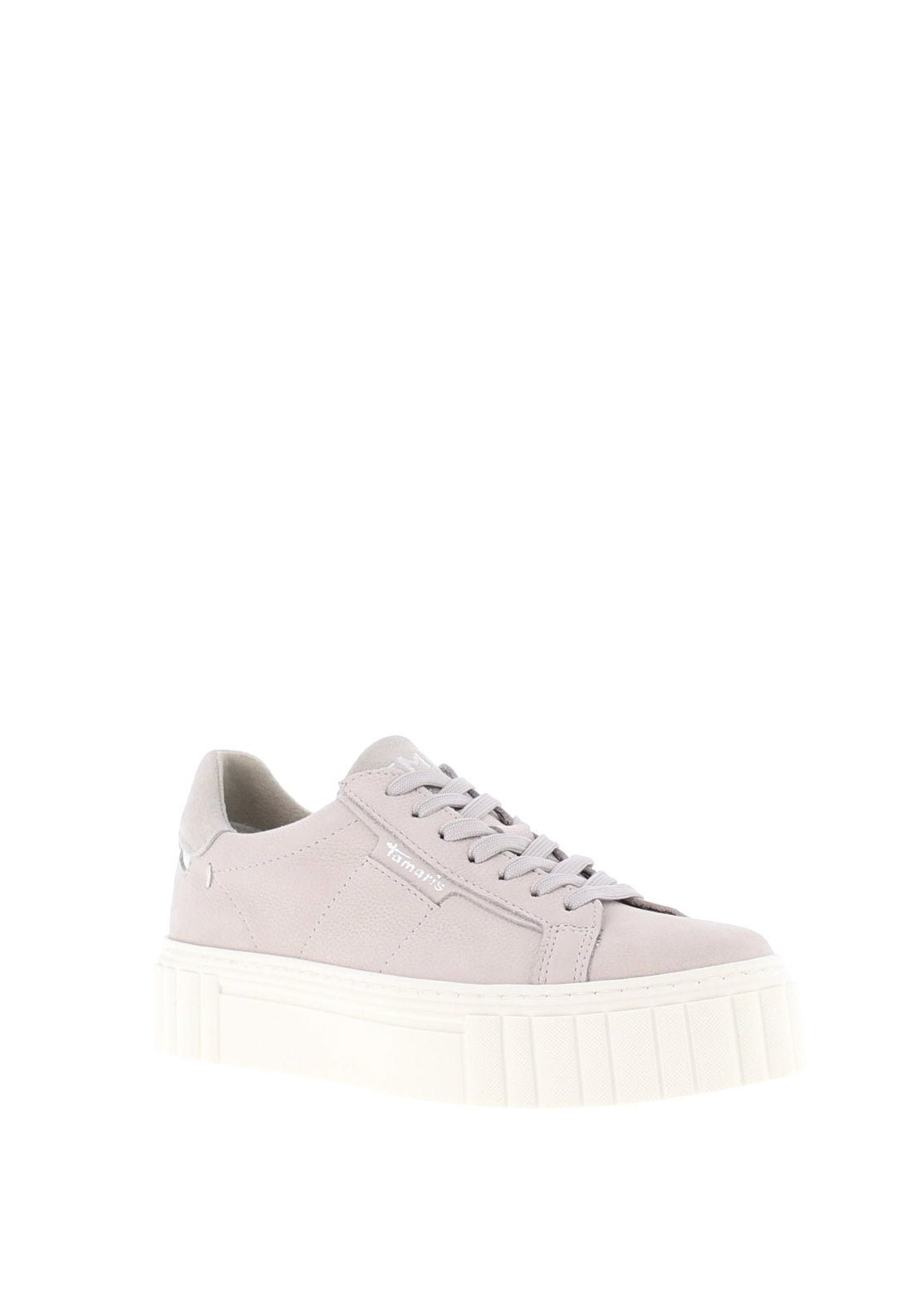 Tamaris Leather Platform Trainers, Light Grey