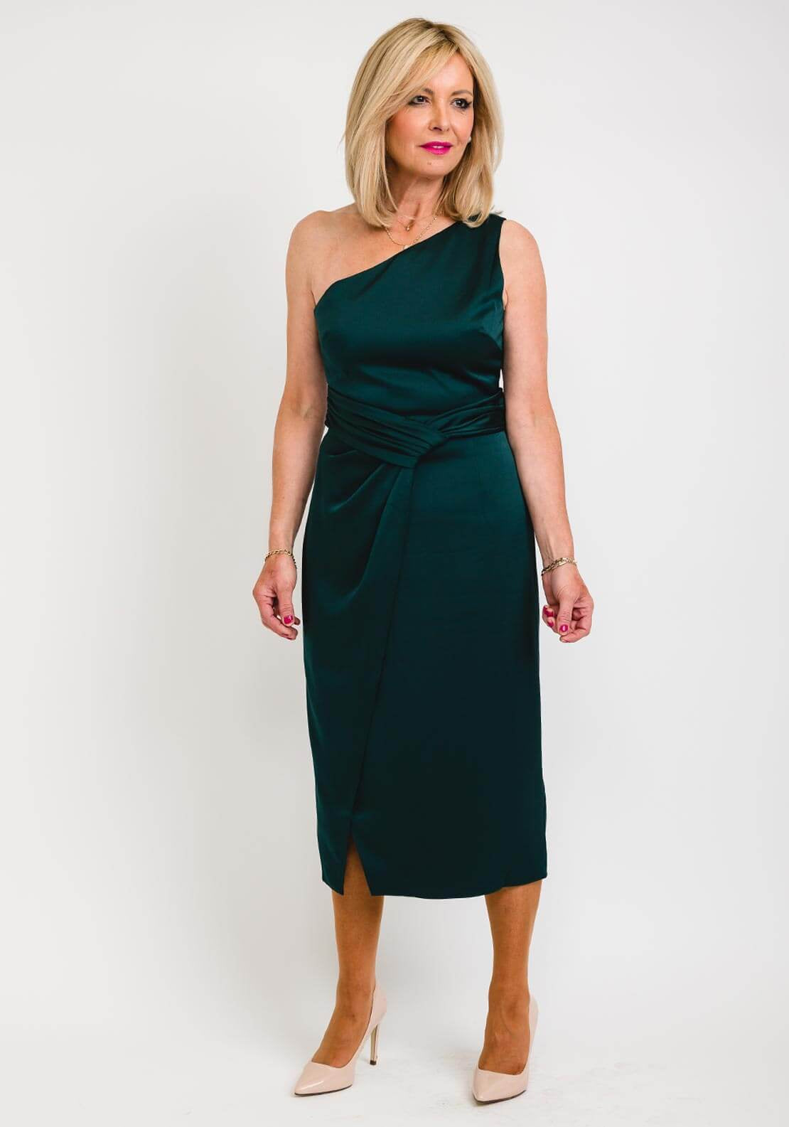 ted baker green dress One Shoulder Folded Waist Detail Midi Dress, Dark Color:Brown Jacket With Black Pant talk Long sleeves keep it Men's Flare Pants,stylish Trousers