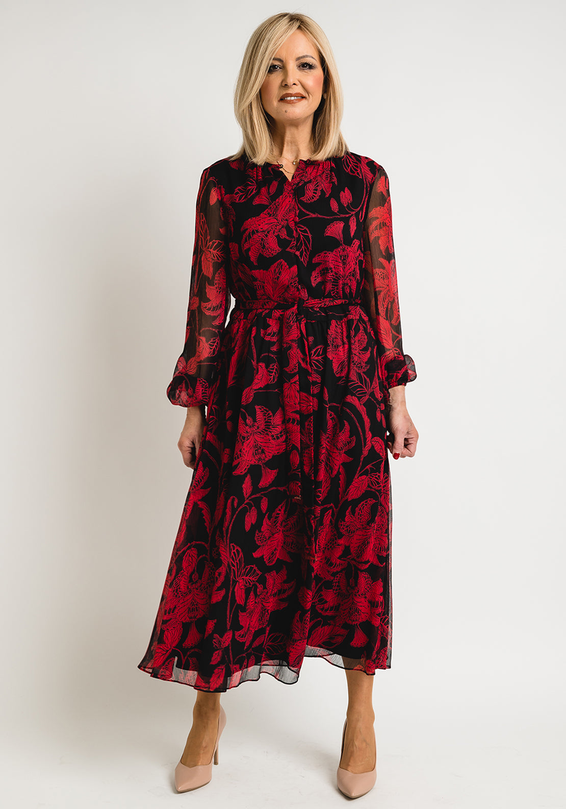 Ted Baker Womens Hadlee Vintage Floral Midi Dress, Black - McElhinneys Ted Baker Womens Hadlee Vintage Floral Midi Dress, Black - McElhinneys