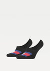 Tommy Hilfiger Mens 2 Pack Flag Footie Socks, Black