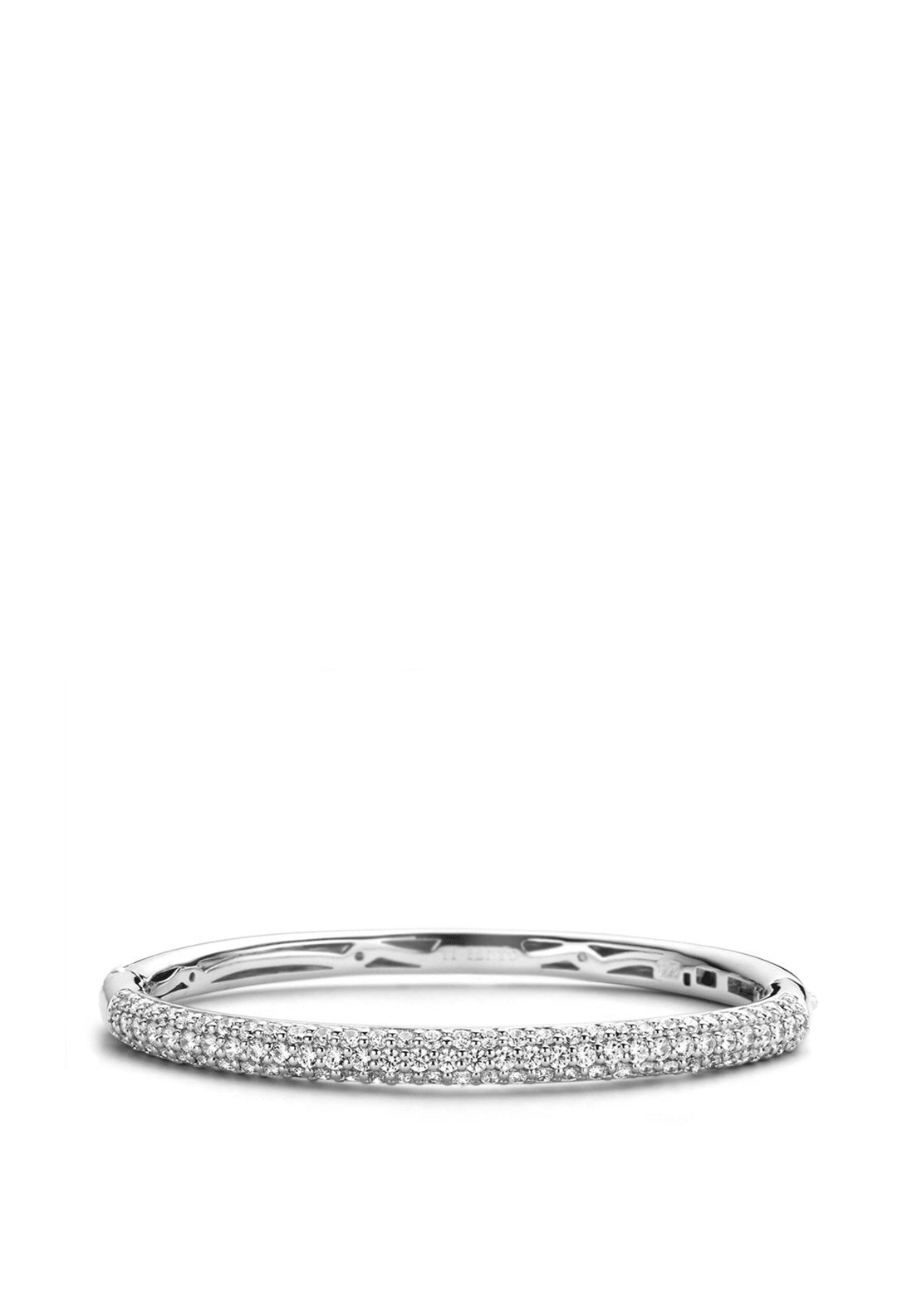 Ti Sento Pave Zirconia Stone Bangle, Silver