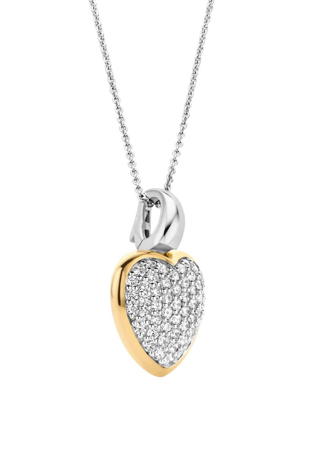 Ti Sento Crystal Love Heart Pendant Necklace, Gold