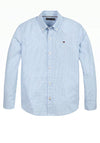 Tommy Hilfiger Boys Dotted Dobby Shirt, Blue Stripe