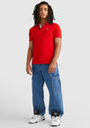 Tommy Jeans Mens Slim Fit Placket Polo Shirt, Deep Crimson