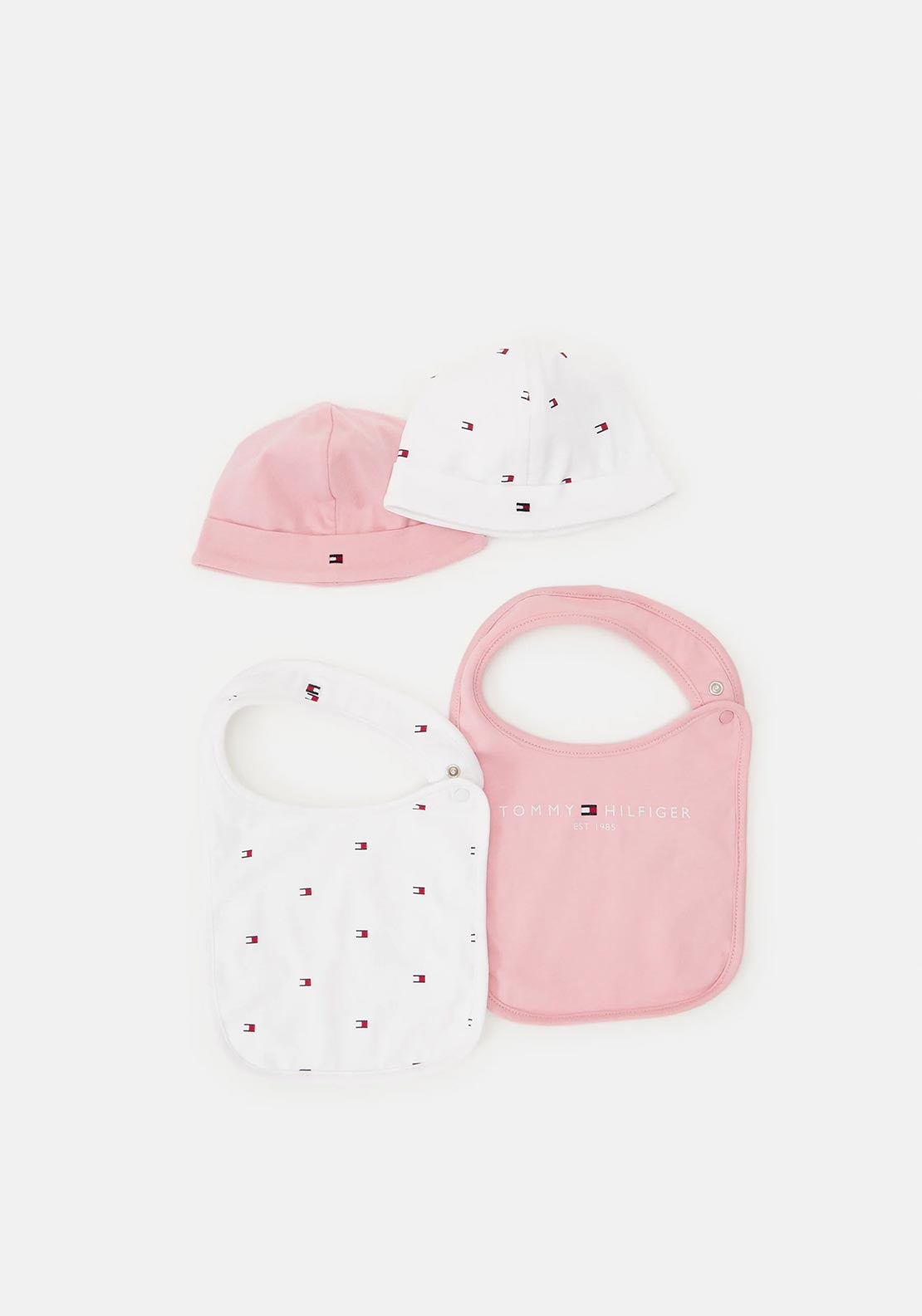 Tommy Hilfiger Baby 2 Pack Bib and Hat Gift Set, Broadway Pink