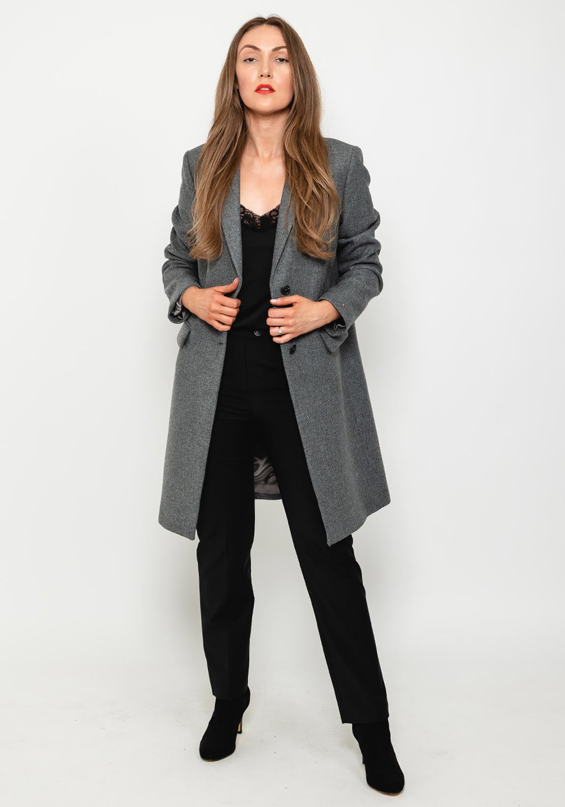 Tommy Hilfiger Womens Wool Blend Coat, Mid Grey - McElhinneys