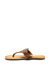 Tommy Hilfiger Womens Monogram Leather Sandals, Tan