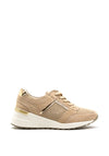Mille & Co. Laser Cut Wedged Trainers, Beige