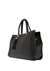 Zen Collection Faux Leather Tassel Shoulder Bag, Black