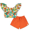 Tuc Tuc Girl Floral Top and Short Set, Orange