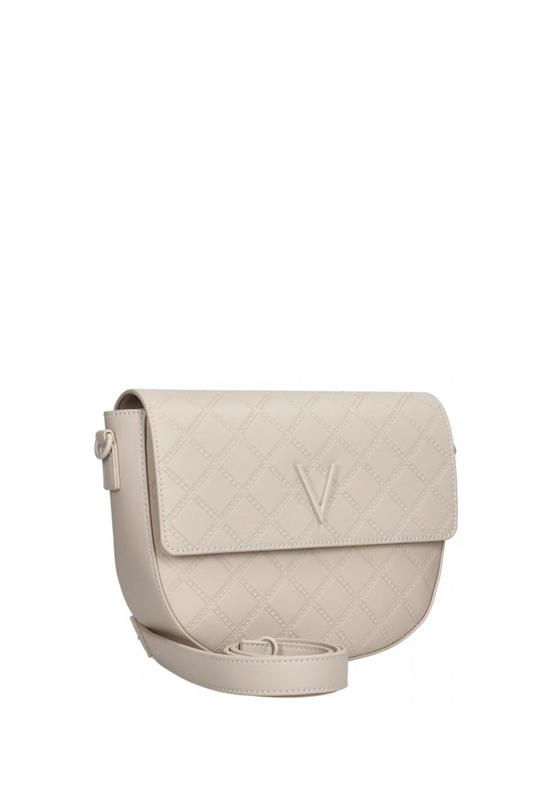 Valentino Handbags Half Moon Blush Debossed Crossbody Bag, Ecru