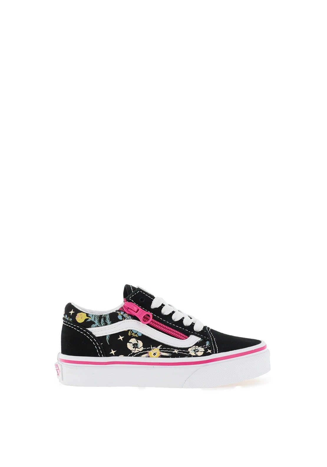 Vans Kids Old Skool Zip Glow In The Dark Trainers, Floral Black