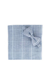 One Varones Glen Check Bow Tie and Handkerchief, Grey