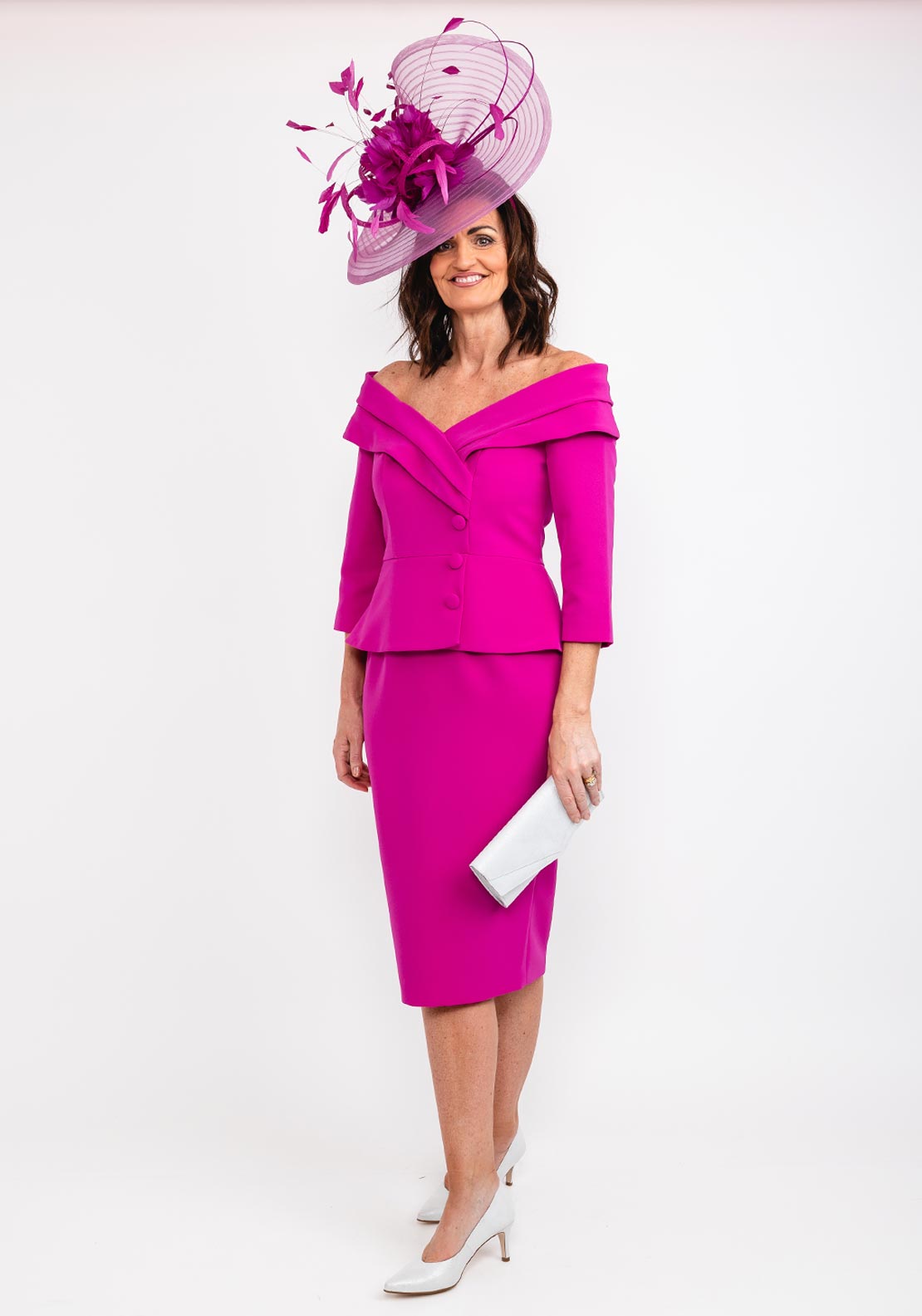 magenta peplum dress Badgley Mischka Crepe Peplum Dress In Magenta - 70% Off