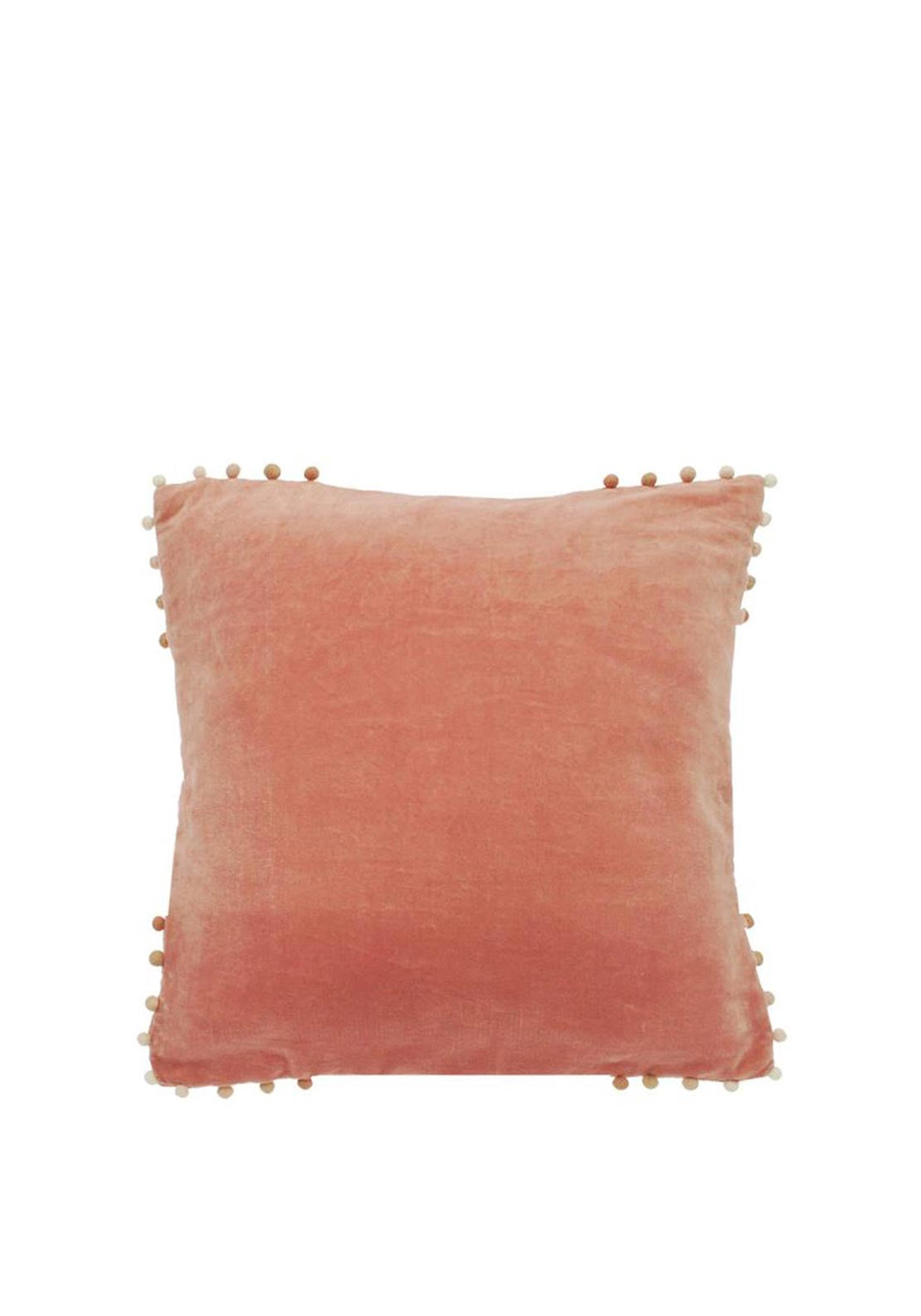 Walton Velvet Pom-Pom Cushion, Blush