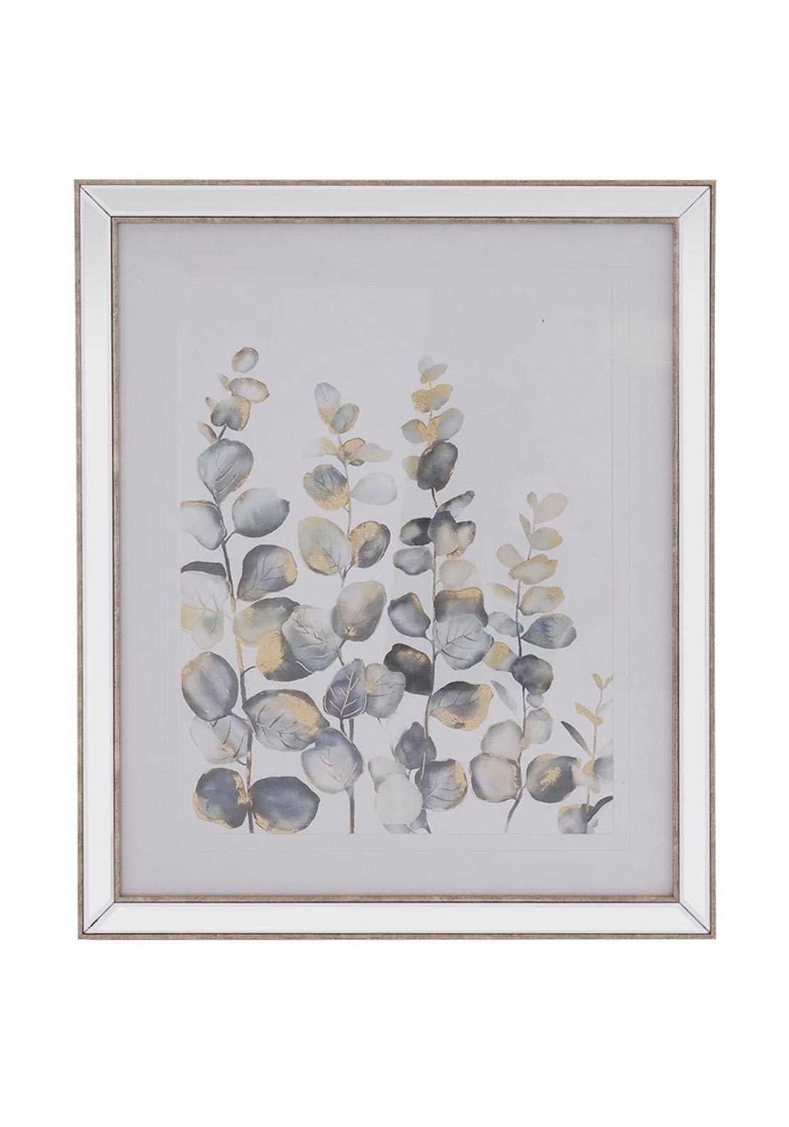 Fern Cottage Gold Eucalyptus Print Mirrored Frame, 56 x 66xm