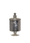 Fern Cottage Small Footed Glass Apothecary Decorative Jar, Silver