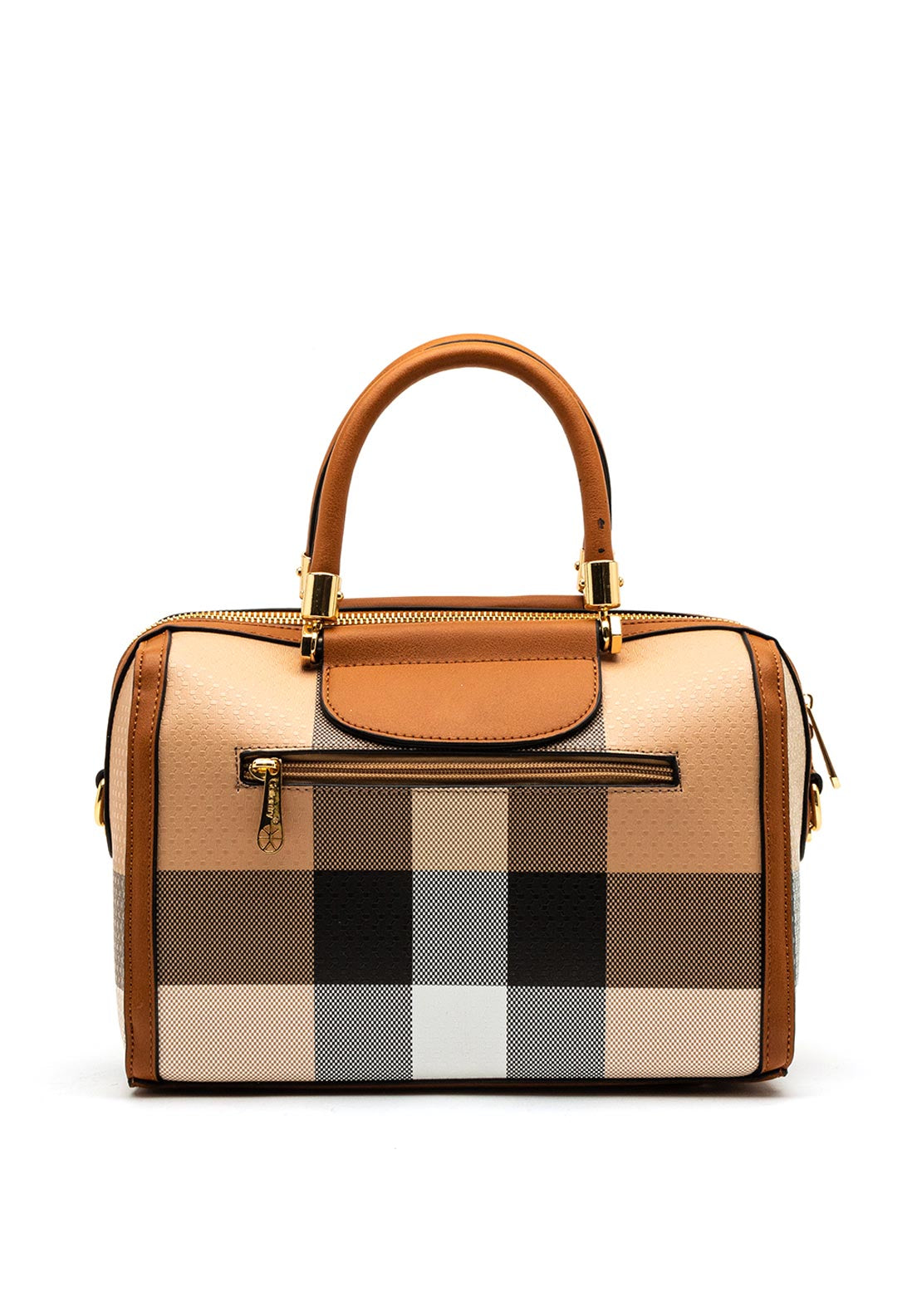 Zen Collection Check Print Medium Grab Bag, Tan