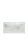 Pomares Shimmer Leather Envelope Clutch Bag, Silver