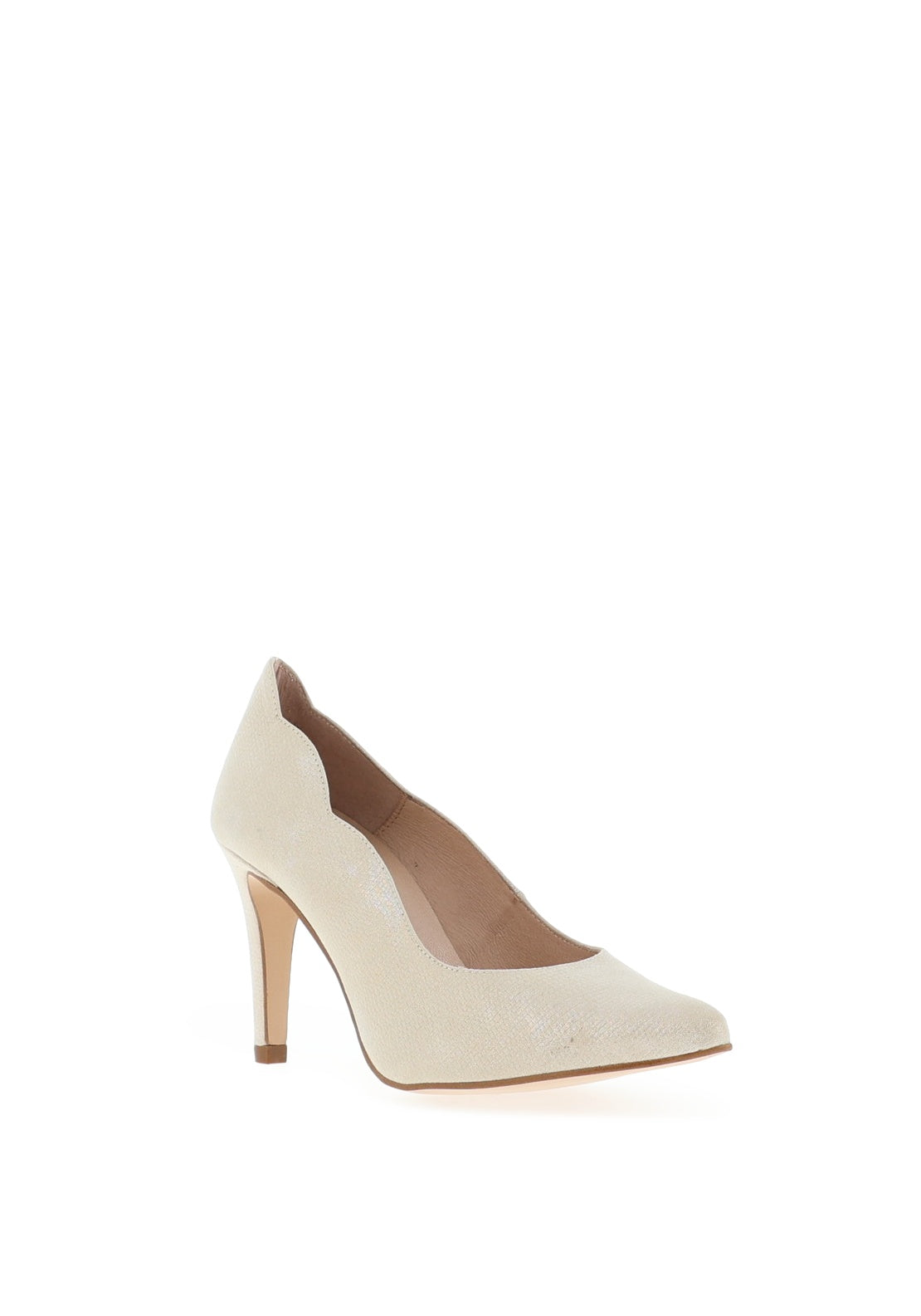 Zany Glitter Scalloped Pointed Toe Court Shoes, Gold