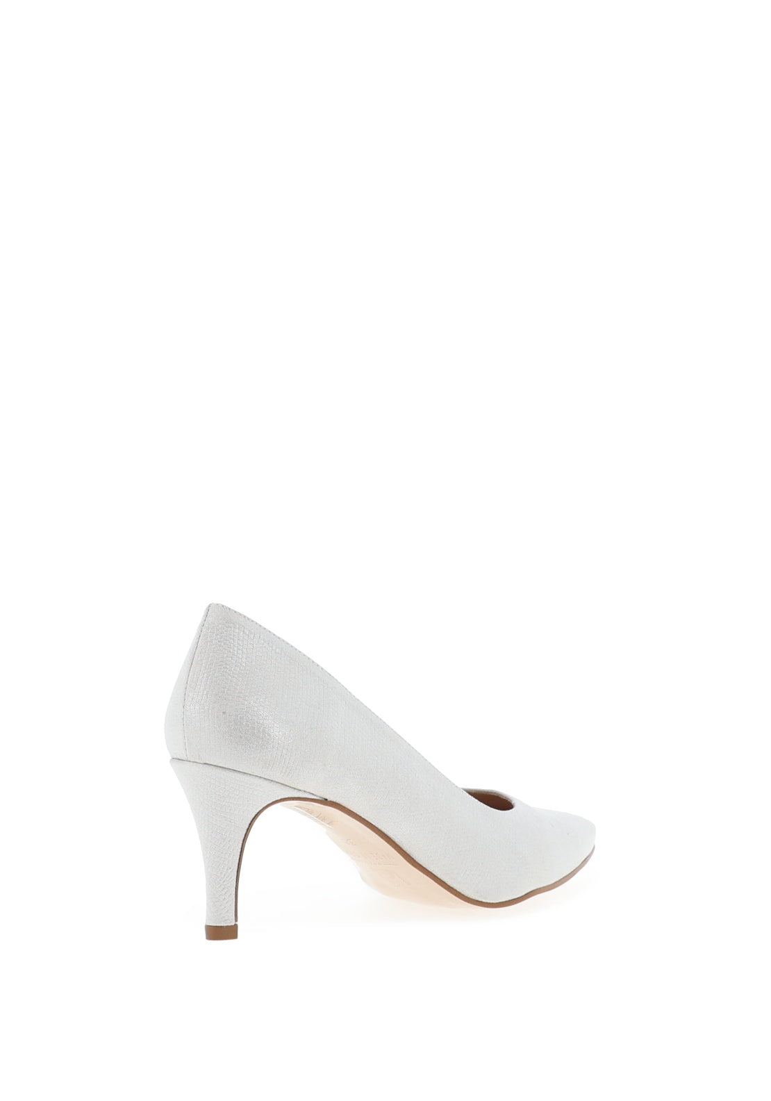 Zany Pebbled Glitter Pointed Toe Heeled Shoe, Silver