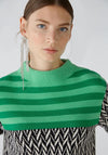 Oui Mix Print Knit Jumper, Green