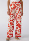 Oui Paisley Silk Touch Wide Leg Trouser, Red & White