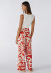 Oui Paisley Silk Touch Wide Leg Trouser, Red & White