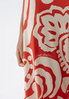 Oui Paisley Silk Touch Wide Leg Trouser, Red & White