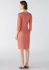 Oui Heart Pattern Silk Touch Knee Length Dress, Red & White