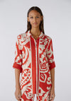 Oui Paisley Print Silk Touch Blouse, Red & White