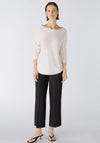 Oui Submarine Neckline Fine Yarn Sweater, Off-White